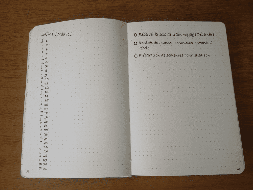 bullet journal monthly log